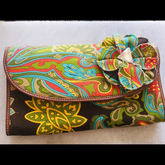 kate spade Handbags - KATE SPADE FABRIC FLOWER RHINESTONE SMALL PURSE